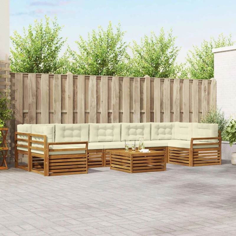 vidaXL udendørs sofagruppe 8 dele i akacietræ, natur/fløde