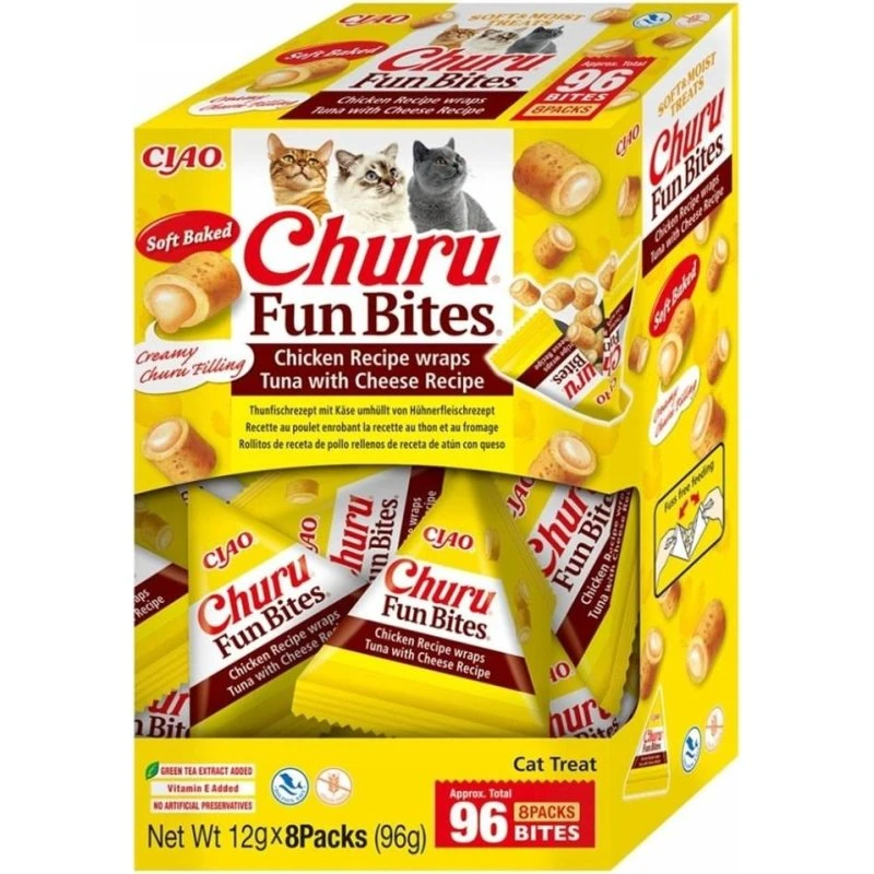 INABA Churu Fun Bites kylling, tun & ost 8×12 g