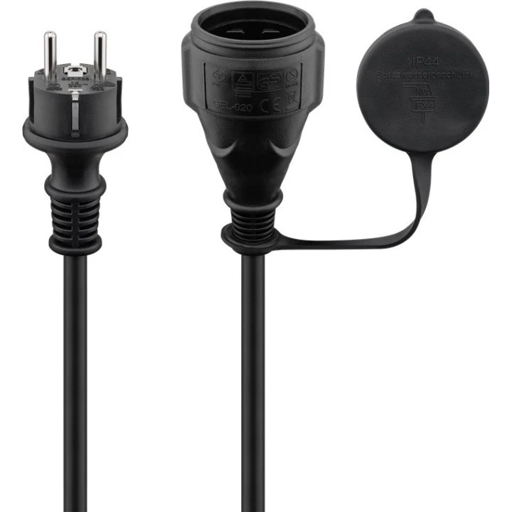 Goobay strømkabel udendørs 25 m, sort, jordet (E/F→F)