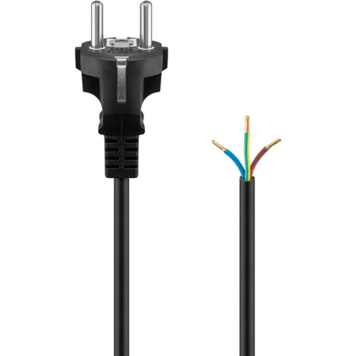 Goobay Strømledning med jordstik 1,5 m, sort (CEE 7/7)
