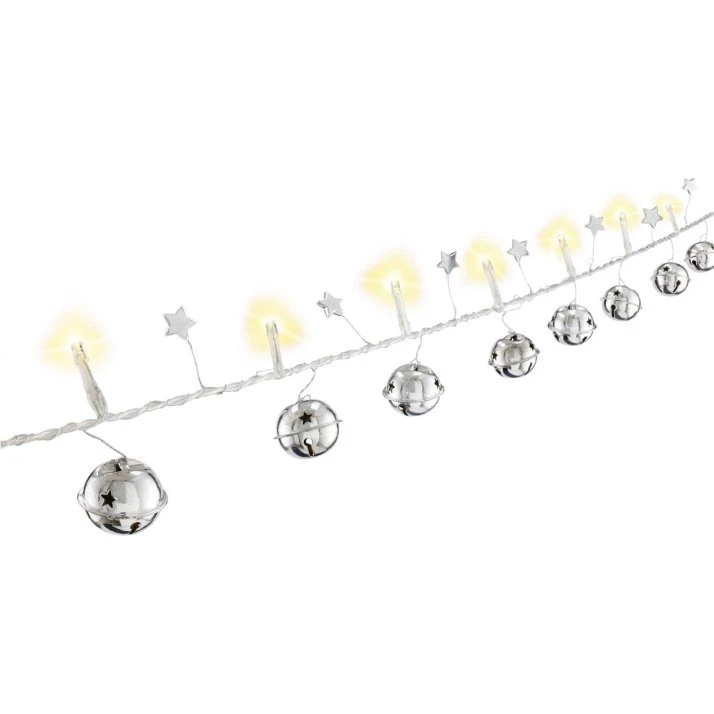 Goobay 10 LED lyskæde 'Klokker' med timer, varm-hvid