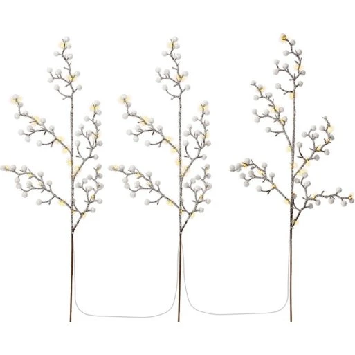 Goobay 3 lys-træer med 75 LED, varm hvid 3000K, batteri, timer, IP44