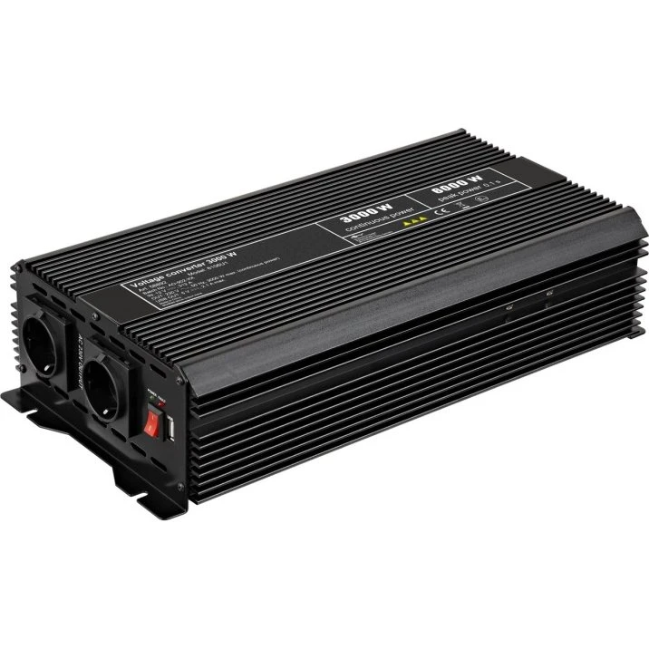 Goobay 12V→230V Inverter 3000W med USB (sort)
