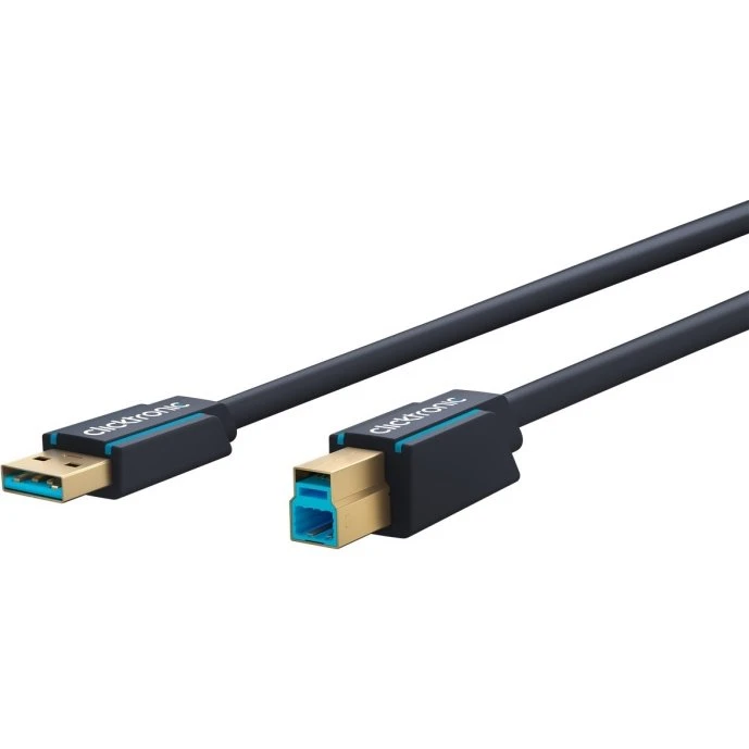 ClickTronic USB A–B 3.2 Gen1 (5 Gbit/s) kabel 0,5 m blå