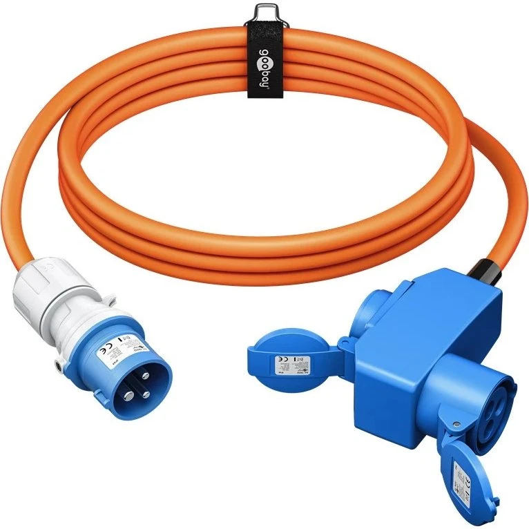 Goobay CEE adapterkabel 3P han–3P hun + jord 5 m