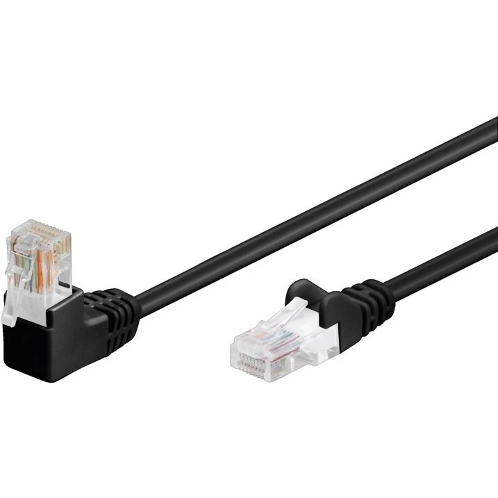 Goobay Netværkskabel CAT5e 5 m vinklet RJ45 90° sort (CCA)