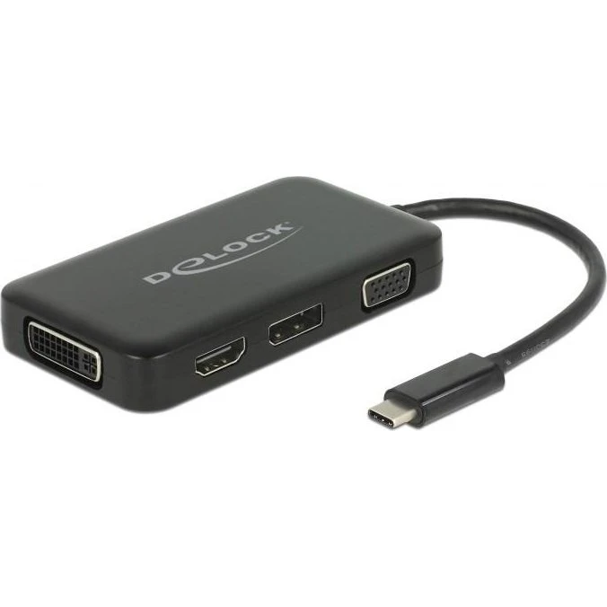 DeLOCK 63929 USB-C til HDMI/DisplayPort/DVI/VGA, sort