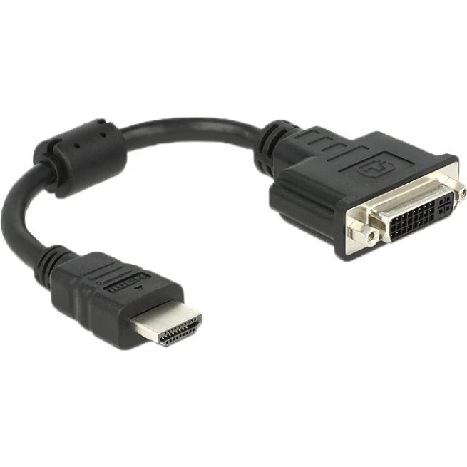 Delock HDMI > DVI-I (24+5) adapter 20 cm, sort