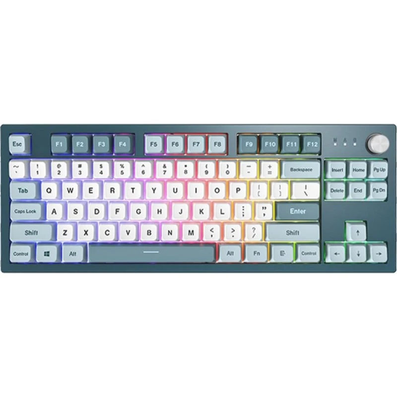 Montech MKey TKL mekanisk RGB, Gateron Brown, mørkegrå/lyseblå/hvid