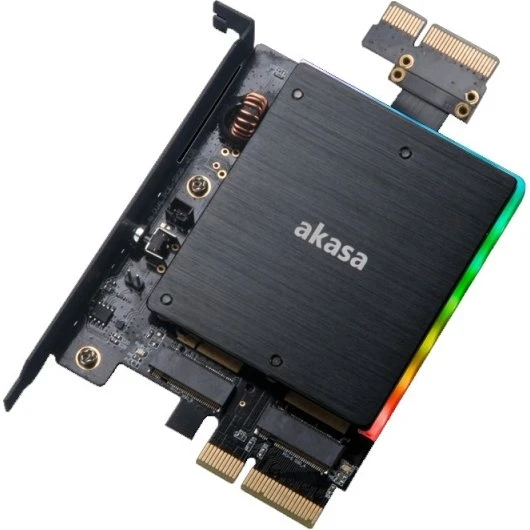 Akasa Dual M.2 PCIe-adapter med RGB og heatsink