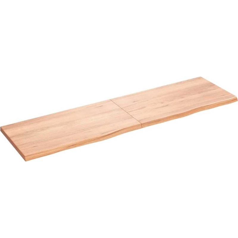 vidaXL bordplade i massivt egetræ 180x50x2–4 cm lysebrun