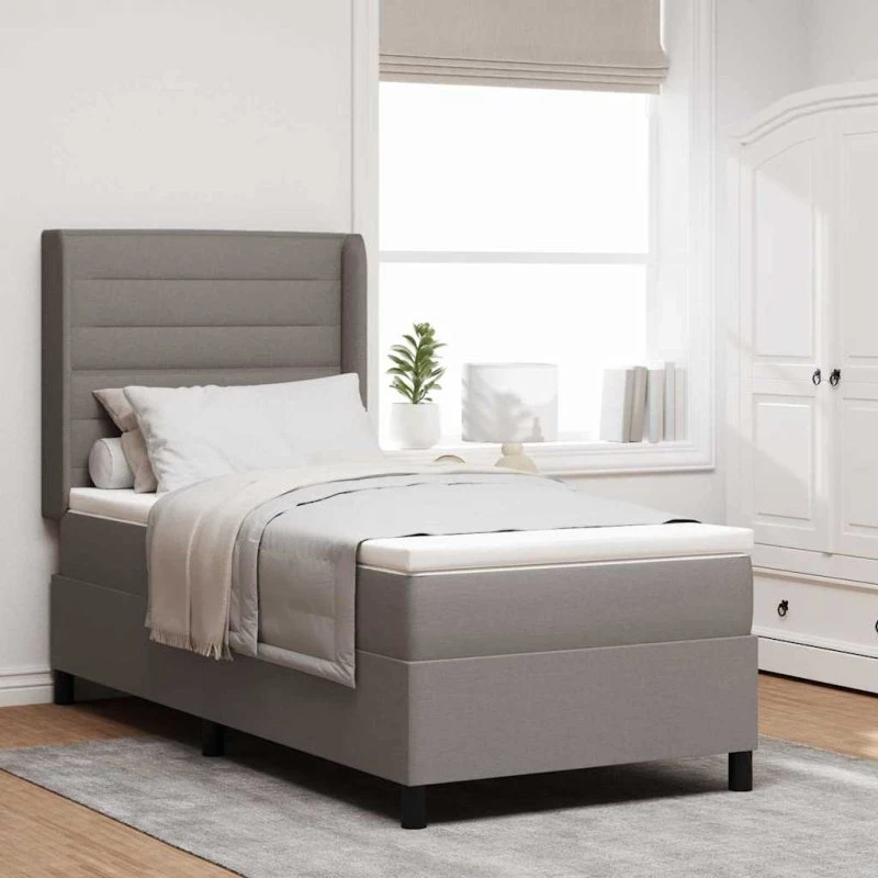 vidaXL Box spring seng med madras 190 x 90 cm, gråbrun stof
