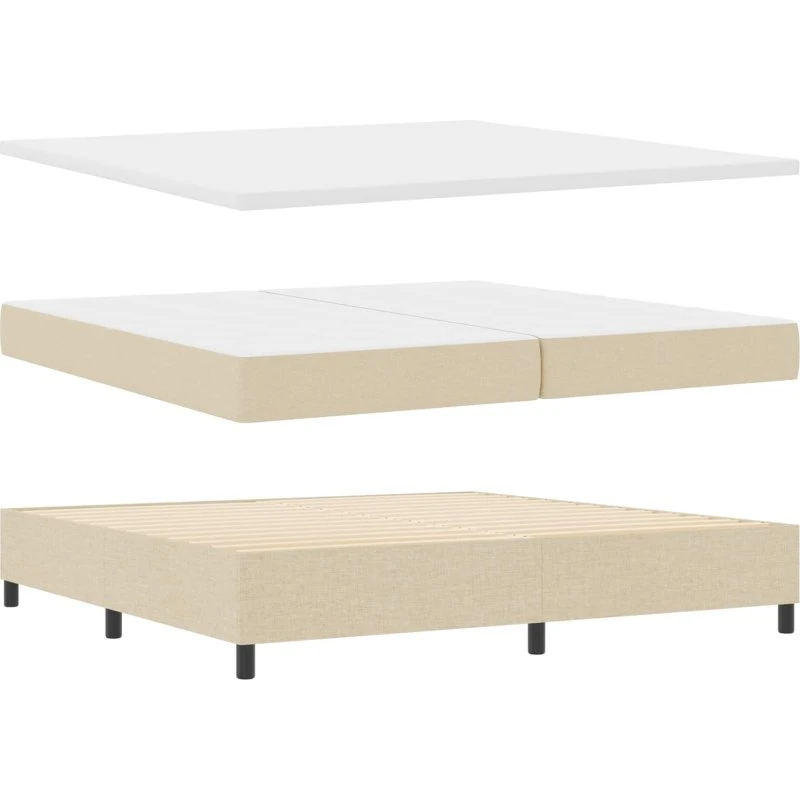 vidaXL Boxspring seng 200x200 cm med LED, creme stof