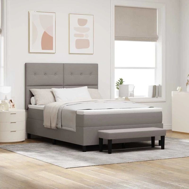 vidaXL Box spring seng med madras 160 x 200 cm Gråbrun stof