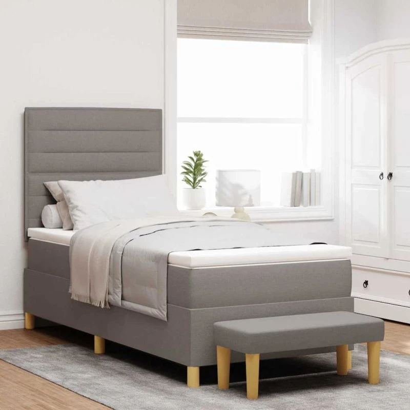 vidaXL Boxspring seng m. madras 90x190 Gråbrun stof