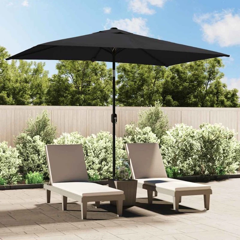 vidaXL rektangulær parasol 300x200 cm, sort metalstang