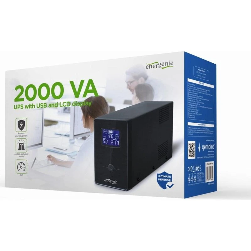 EnerGenie EG-UPS-035 UPS 2000 VA / 1200 W – line-interactive, LCD, 5x C13, sort