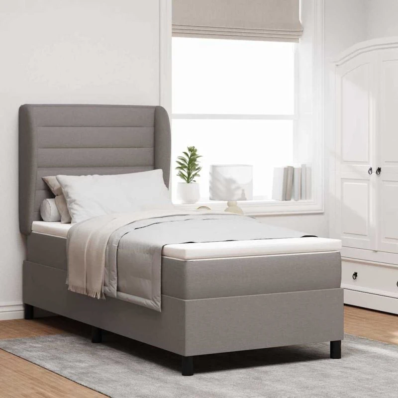 vidaXL Box spring-seng med madras 90 x 190 cm, gråbrun stof