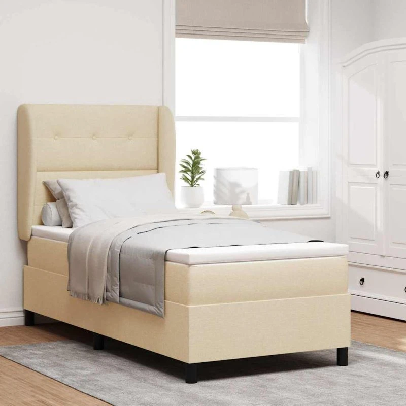 vidaXL Box spring seng med madras Creme 100 x 200 cm Stof