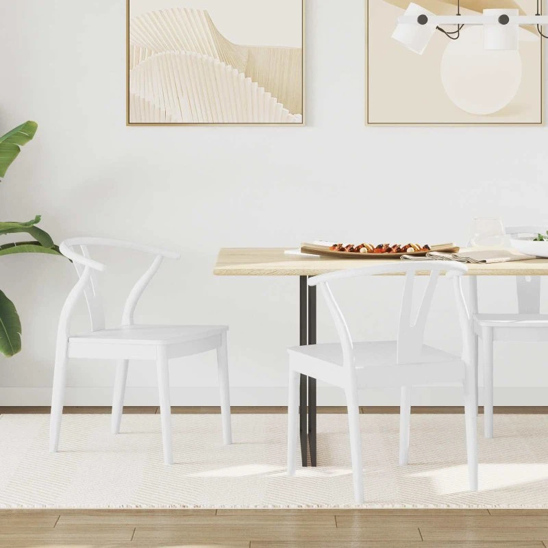 Vintage spisebordsstole 2 stk – Hvid, massiv gummitræ