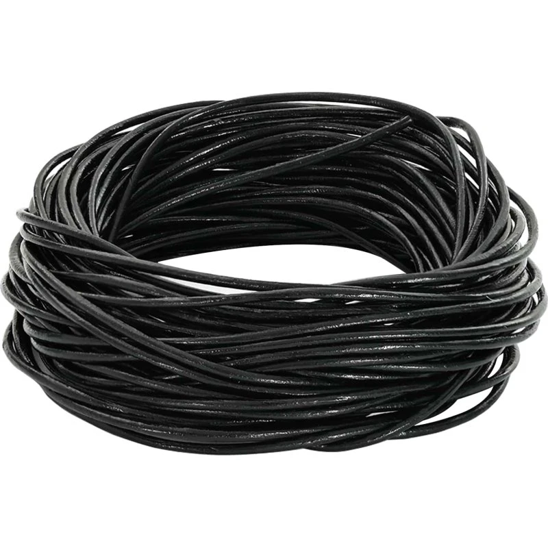 Sort rund lædersnor Ø1 mm x 50 m