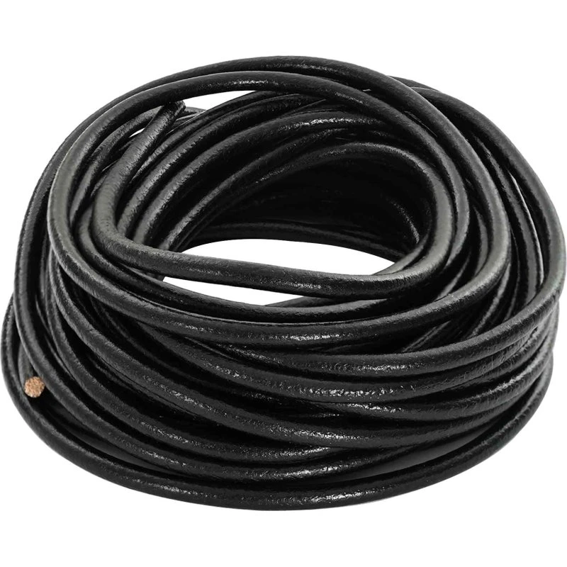 Lædersnor sort Ø4 mm x 5 m