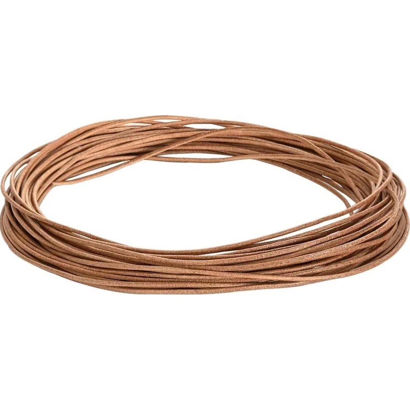 Lædersnor brun Ø1,5 mm x 5 m – kvalitets læderbånd