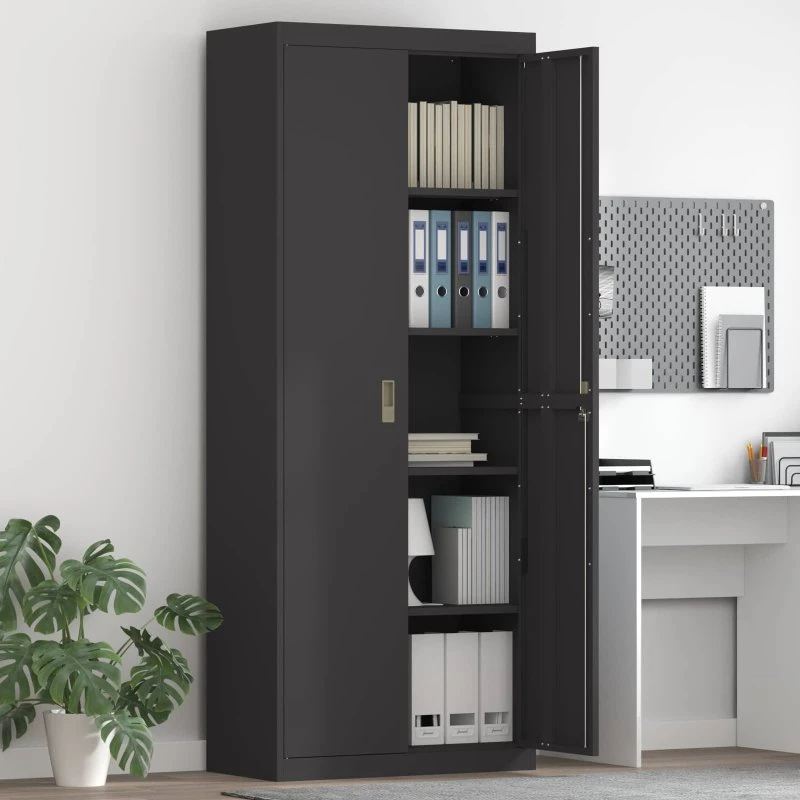 Sort opbevaringsskab i stål 80×40×200 cm