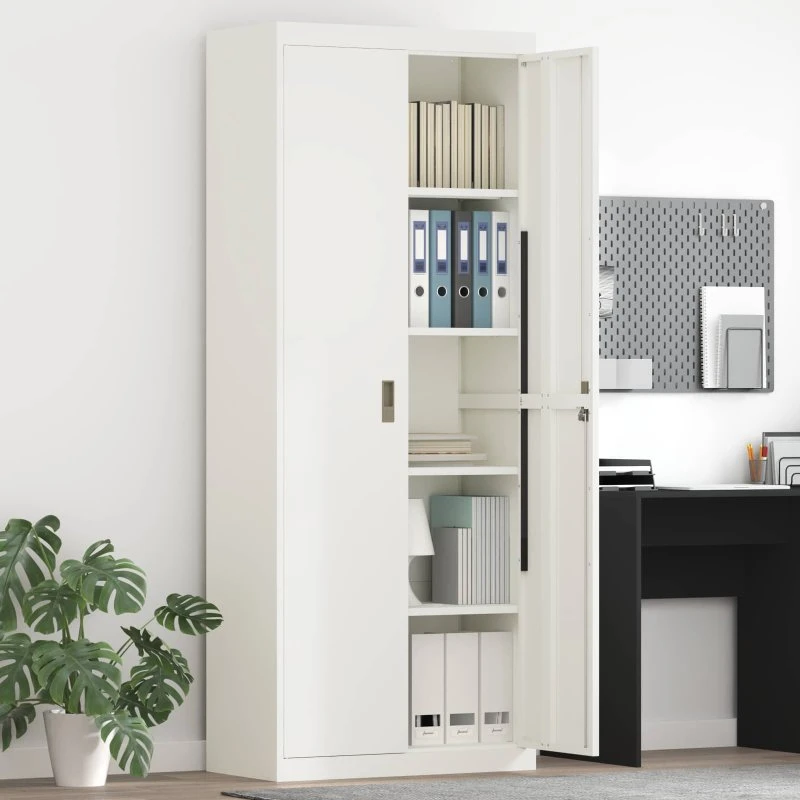 Opbevaringsskab i hvidt stål 80x40x200 cm