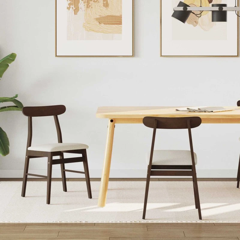 Spisestuestol 2 stk – Lys massiv gummitræ