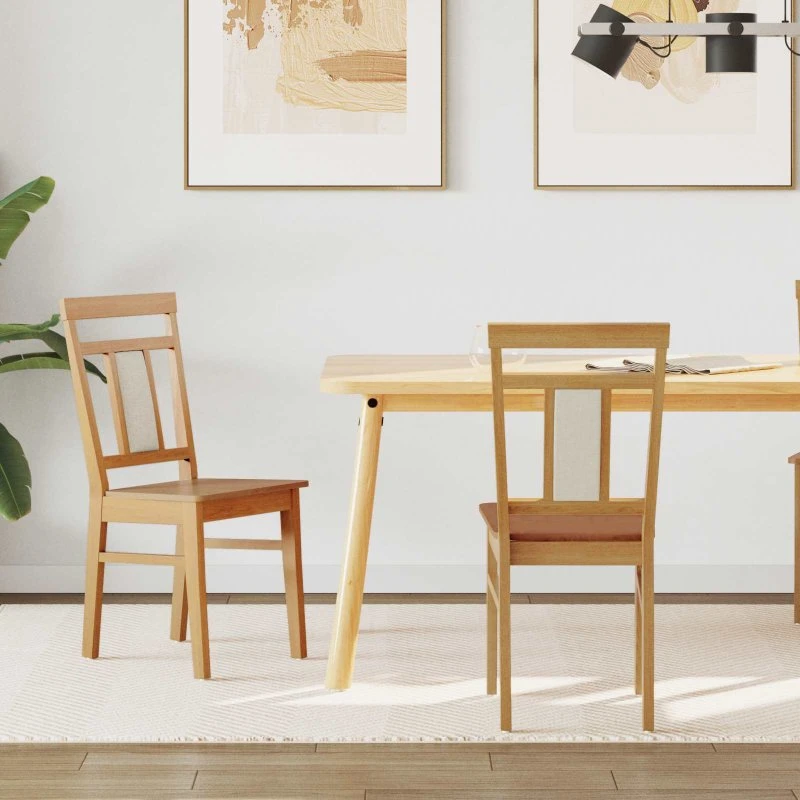 Spisestuestole 2 stk – Naturfarvet massiv gummitræ, vintage