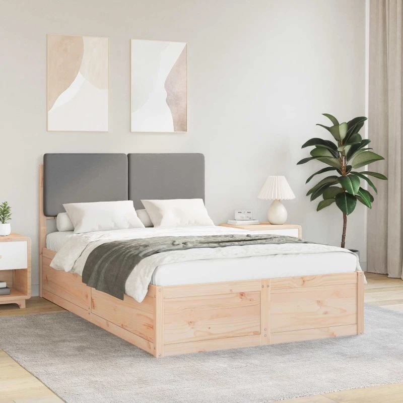Sengestel 120x190 cm med polstret hovedgavl lysegrå