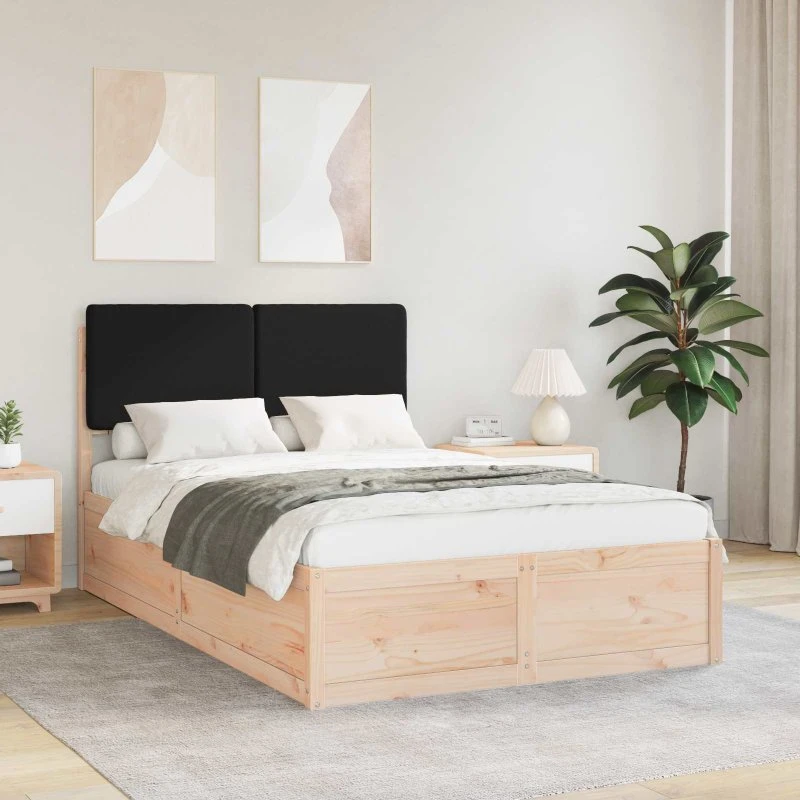 Sengestel 120x190 cm med polstret hovedgavl, sort