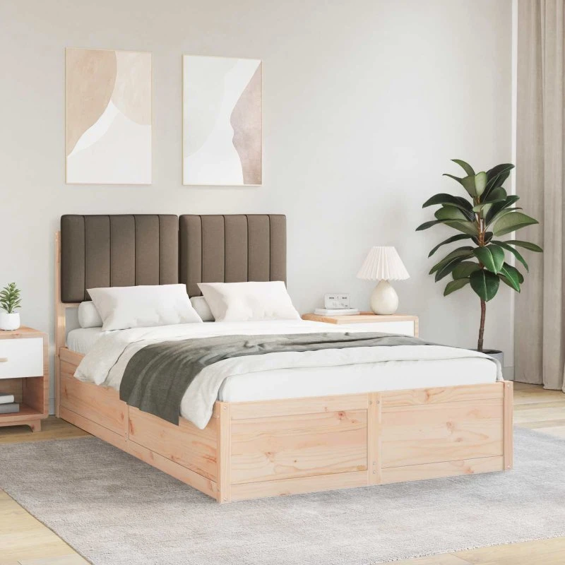 Sengestel 120x200 cm med polstret hovedgavl - gråbrun
