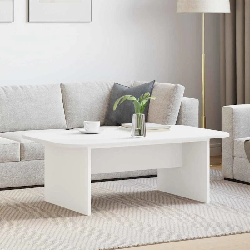 Sofabord Hvid 93x53x33 cm – Konstrueret træ
