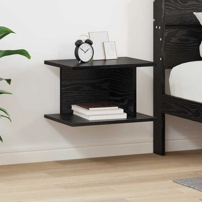 Sengebord Sort Eg 40x30x25 cm – Konstrueret træ