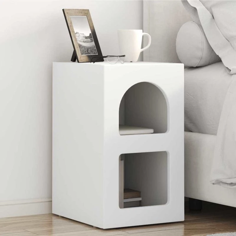 Sengebord 2 stk hvid 29,5x35x50 cm – konstrueret træ