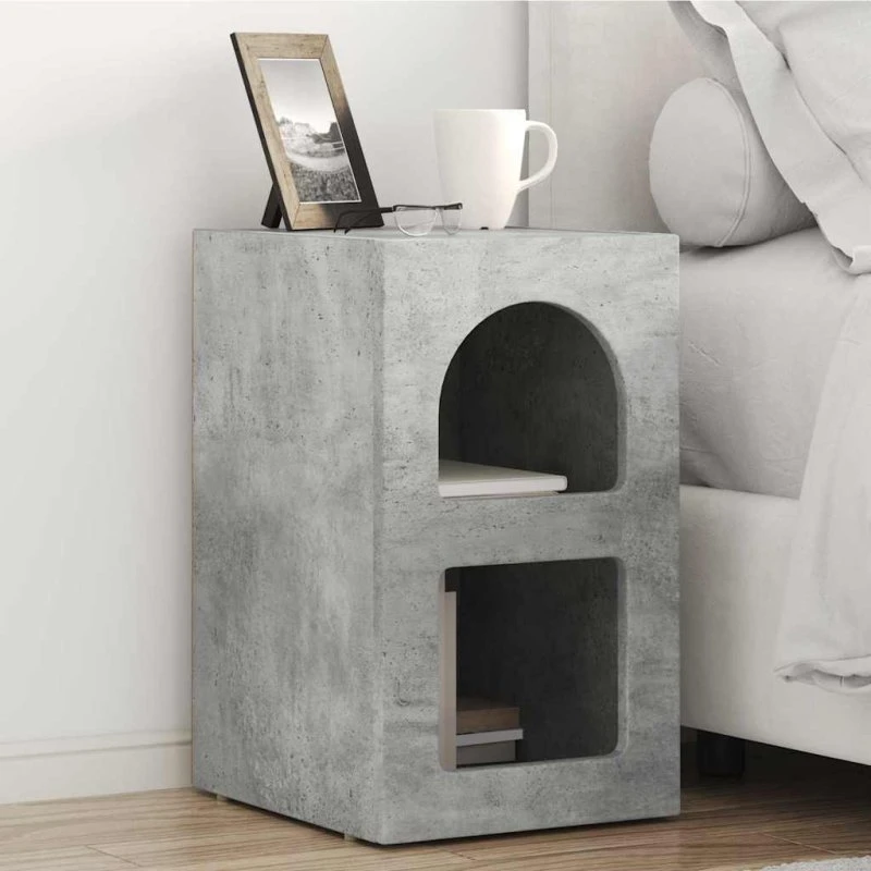 Sengebord 2 stk Betongrå 29,5x35x50 cm – Konstrueret træ