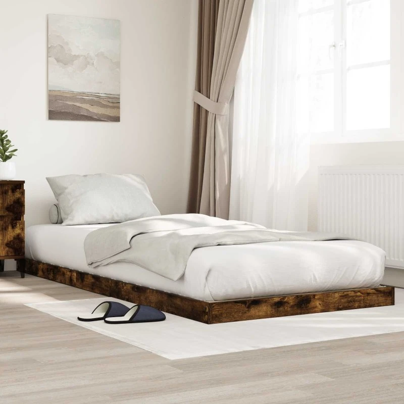 Gulvsengramme Røget Eg 90x200 cm – Minimalistisk træramme