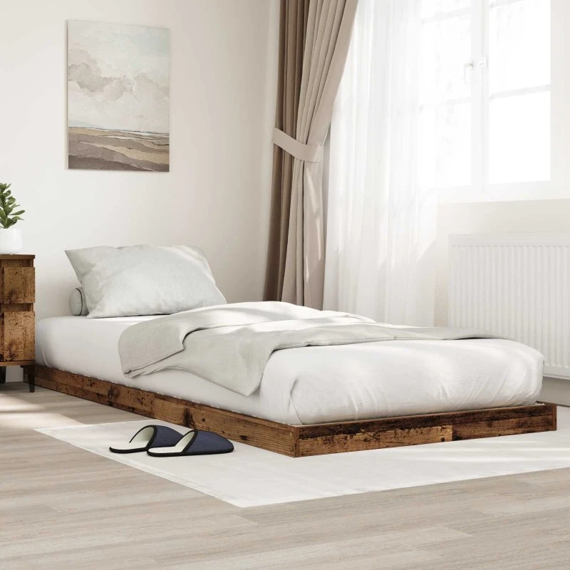 Gulvsengramme 90x200 cm – Gammelt træ (konstrueret)