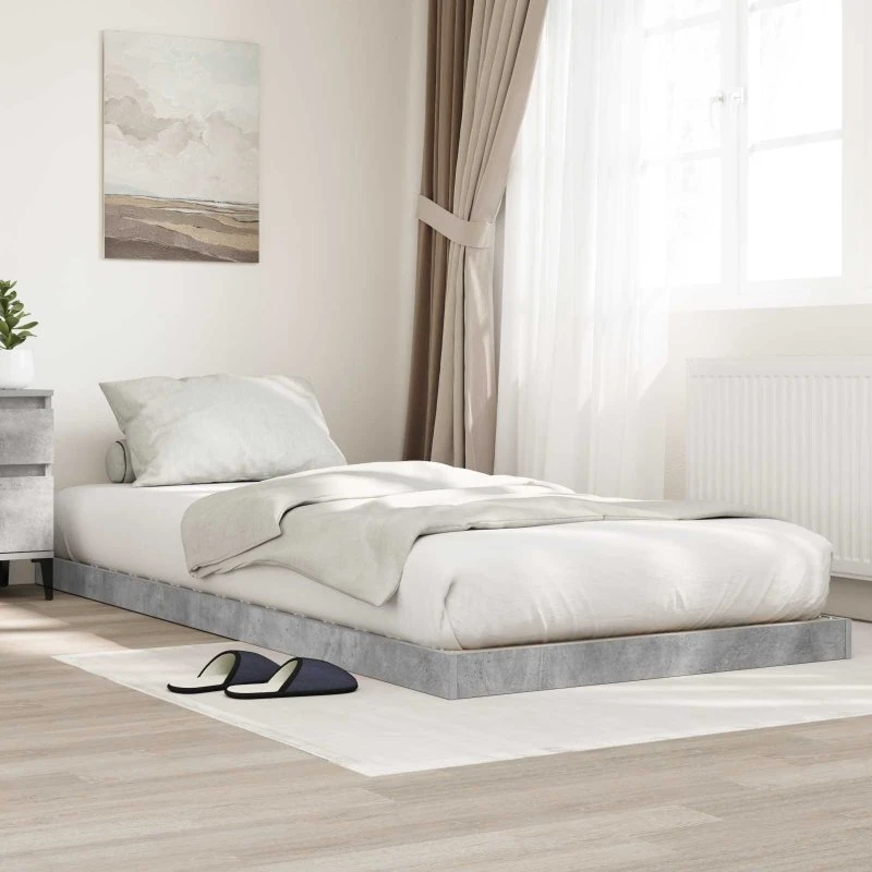 Gulvsengramme Betongrå 90/100x200 cm - Konstrueret træ