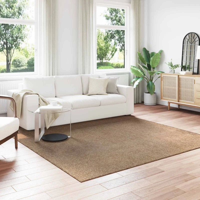 Områdetæppe Agira 240x240 cm – naturfarvet polyester
