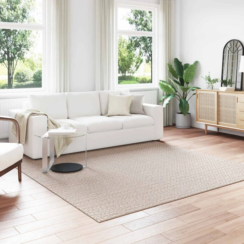 FARO Områdetæppe 240x240 cm Creme – Vaskbart & Skridsikkert