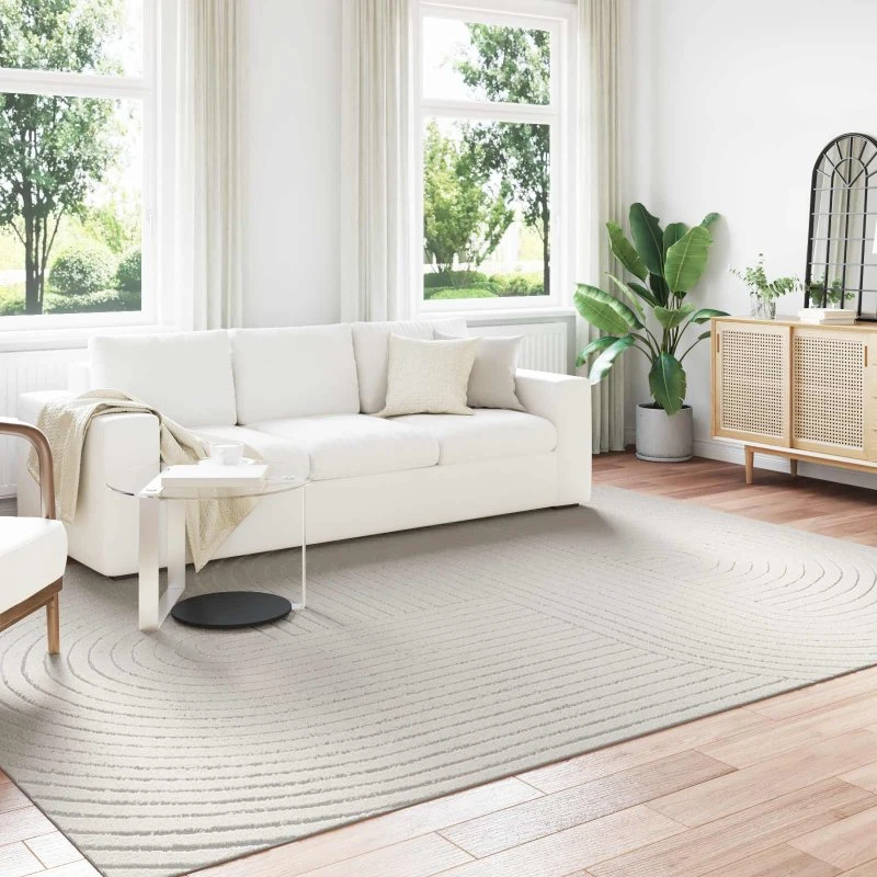 Områdetæppe PALMERAS 280x200 cm – Creme, skridsikkert polyester