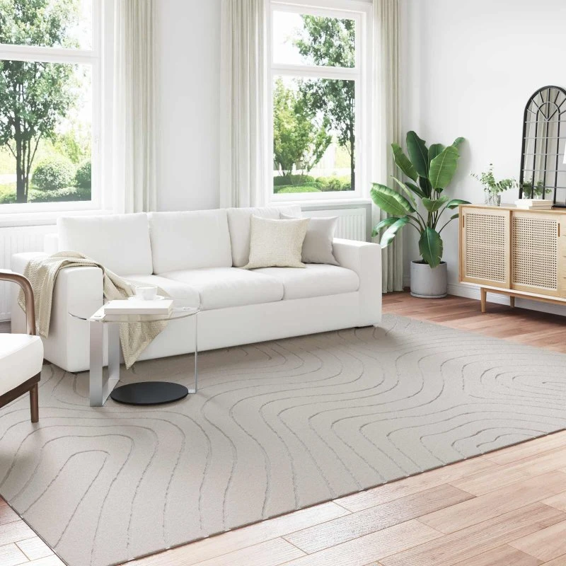 Områdetæppe PALMERAS creme 280x200 cm - blødt & skridsikkert