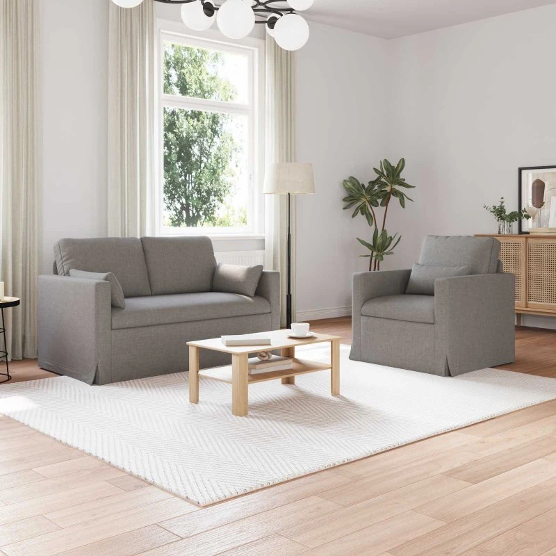 Modulsofa 2-Pers Gråbrun Stof/Metal 139x78x80 cm