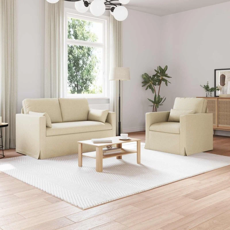 Modulær 2-delt Creme Sofa i Stof og Metal 139x78x80 cm