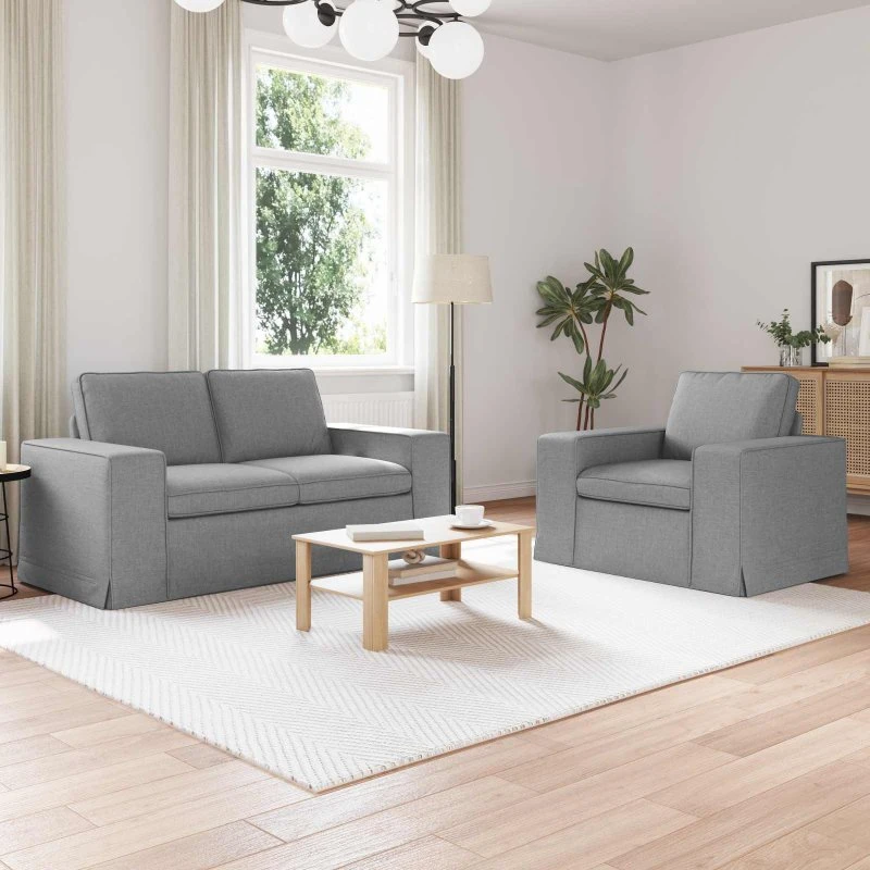 Lysegrå 2-pers sofa sæt 182x80x82 cm – stof og metal