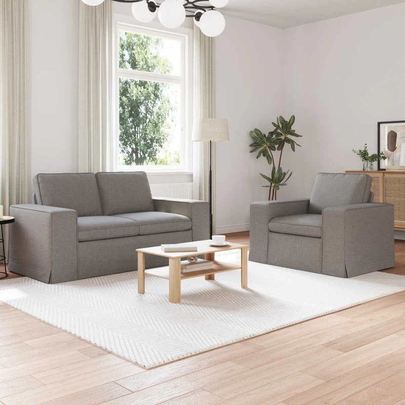 2-personers sofa sæt 182x80x82 cm Gråbrun - Stof & Metal