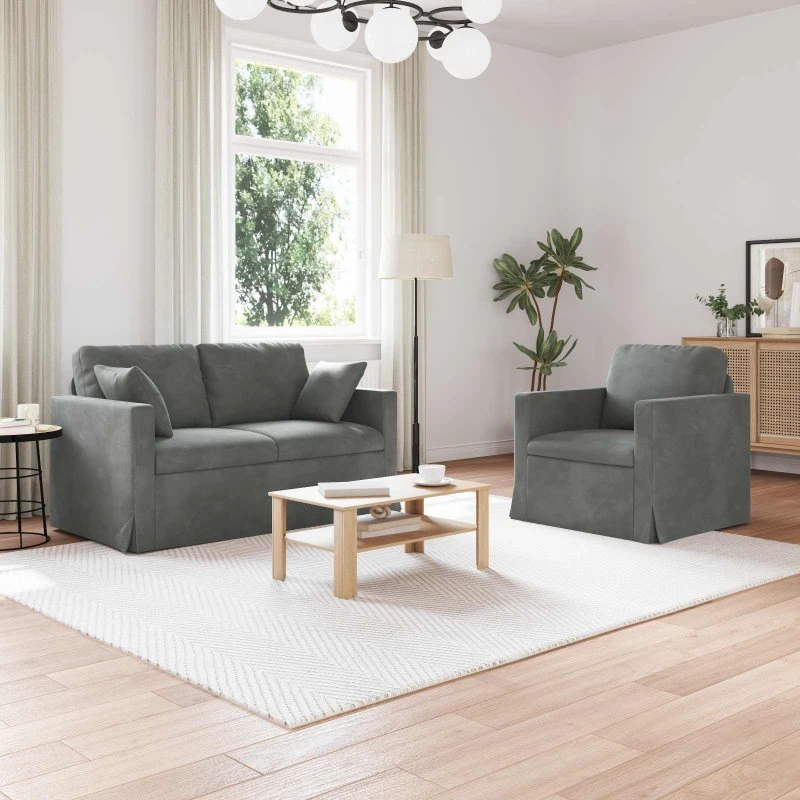 Mørkegrå fløjlssofa 2-pak 138x78x80 cm – moderne modulær